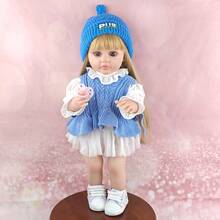 55厘米/22英寸 全乙烯基材质 金发仿真娃娃 真人转世娃娃 DIY发型伴侣玩具 圣诞礼物 - 彩色 - 查看 6