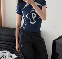 Nike Women's Summer New Retro Digital Lace Slim Fit Short Sleeve Round Neck T-Shirt - Royal Blue - View 6