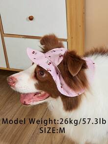 Cute Polyester Pink Cherry Pattern Windproof Sun Hat, Ear-Opening Design, Adjustable Anti-Slip, Suitable For Small Pet Dogs To Wear Outdoors All Year Round - Multicolor - View 9