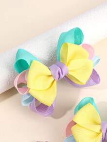 2pcs/Set Candy Color Hair Clips, Bowknot, Satin Ribbon, Alligator Clips, Suitable For Girls & Teenagers, Daily Use - Multicolor - View 6