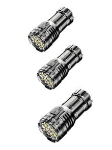 3/2/1入 Type-C 充電式戰術手電筒，超亮 9 奈秒爆閃手電筒，防水，具 4 種照明模式，適用於露營、徒步、汽車維修和緊急情況 - 黑色的 - 查看 10