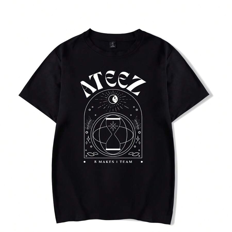 Ateezs Merch Tshirt 8 Makes 1 Team Tshirts Fashion Kpop Men Women Shirt Sweatshirt Tee Casual Short S - 黑色 - 查看 1