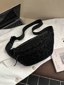 Fashionable Printed Women's Chest Bag, New Leopard Print Waist Bag, Large Capacity Commuter Crossbody Bag - Black - View 10