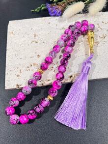 33pcs Glass Prayer Beads, Islamic Worship Rosary Handheld Accessory, 10mm Large Flower Beads For Muslim - Multicolor - View 5