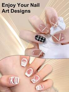 凝胶指甲油美甲彩绘凝胶线指甲油线胶凝胶指甲油白色凝胶指甲油可卸UV凝胶内置细指甲刷瓶装女士礼物 - 白色 - 查看 4