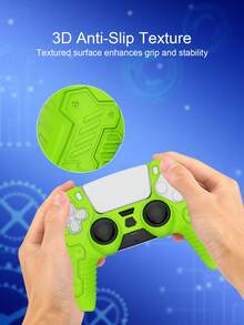 1pc Controller Silicone Cover, Thickened Mecha Texture Design, Anti-Slip, Anti-Drop, Anti-Scratch, Sweat-Proof, Enhanced Grip, Bottom Opening For Direct Charging - View 4