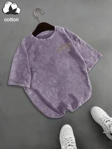 大码女式休闲“我不在乎社交圈”骷髅、书籍、蜡烛、花朵图案圆领短袖纯棉T恤，适合春季、夏季、秋季、万圣节外出和度假穿着。 - 淺紫色 - 查看 4