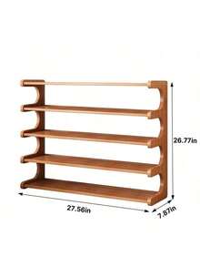 LOVEWE 4/5/6-Tier Natural Wood Color Wooden Shoe Rack - Multi-Layer Freestanding Shoe Storage Organizer With Wood Grain Finish, Stackable Shoe Shelves For Entryway, Closet, Hallway, Mudroom, And Front Door, Space-Saving Narrow Shoe Organizer Fits 15-24 Pairs Of Shoes, Easy Assembly Home Storage Supplies For Renters​ - 5層棕色 - 查看 10
