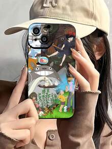 Personajes de Studio  con coloridas ilustraciones de la naturaleza. Esta elegante funda para teléfono es compatible con Samsung, Apple, VIVO, OPPO, , Transsion, ,  y Honor. Fabricada en silicona TPU, ofrece protección contra golpes y caídas, además de una sensación superior. Es un regalo ideal para familiares, amigos y seres queridos, y una opción perfecta para San Valentín y Año Nuevo. - Negro - Ver 3