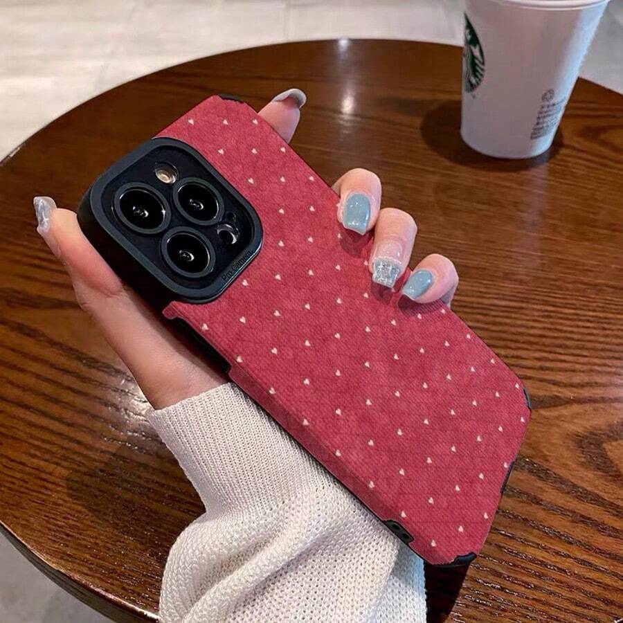 Retro Red-Bottom Heart Phone Case, Camera-Protective Phone Case, Full Coverage Protection, Shockproof And Drop-Resistant, Soft Silicone Protective Case, Compatible With 17/17 Pro/17 Pro Max/16/16 Pro/16 Pro Max/11/12/13/14/15/15 Pro/15 Plus/15 Pro Max/7 Plus/8 Plus/X/Xs Max/Xr/11 Pro/12 Pro/13 Pro/14 Pro/12 Mini/13 Mini/11 Pro Max/12 Pro Max/13 Pro Max/14 Pro Max/14 Plus/6/6s/6 Plus/7/8/SE, Waterproof And Scratch-Resistant, Aesthetic Style, Cute Phone Case, Y2K, Holiday Gift, Gift For A Loved One - 款式9(件) - 查看 1