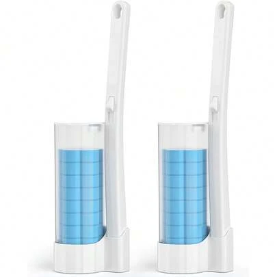 1pc Disposable Toilet Brush - Toilet Cleaning Tool, Toilet Brush With 6 Replacement Brush Heads For Bathroom Deep Cleaning (1 Set, White)