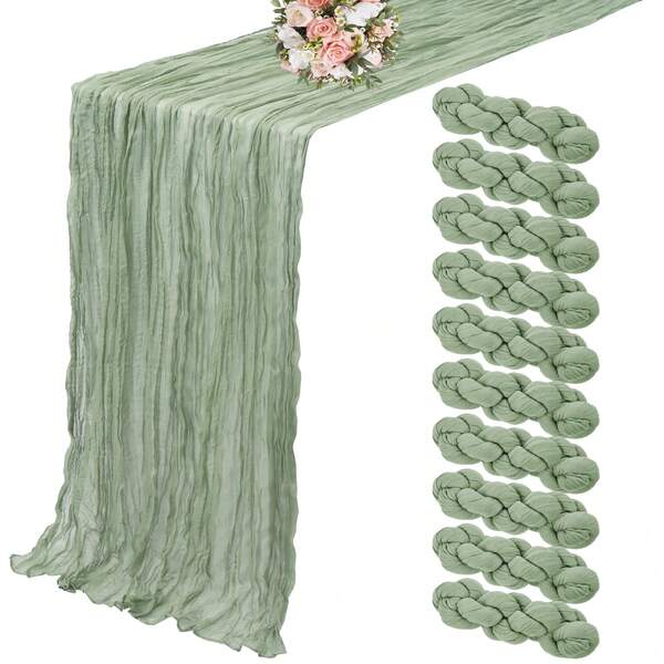 Lumaycens 10 Packs Of Cheese Table Turntables, Salt Green Table Turntables, 90x300 Cm, Table Turntables, Checkered Texture Table Turntables For Wedding Table Decoration, Wedding Bows, Party Decorations