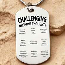 Inspirational Quotes - Mental Health Motivation, Overcoming Negative Thinking, Stainless Steel Letter Keychain, Gift For Family And Friends - Old Gold - View 3