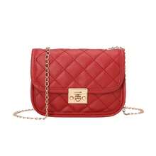 Mini Diamond Quilted Chain Strap Minimalist Shell Bag, Suitable For Daily Wear - Red - View 5