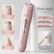1pc Multifunctional Shaver, 3-In-1 Ladies' Shaver, USB Rechargeable, Smart LCD Display, Home Underarm Epilator, Ladies' Home Eyebrow & Nose Hair Trimmer, Battery Capacity: 150mAh - Digital Display - View 12