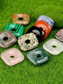 Natural Stone Square Peace Buckle Pendant-30*30mm With A Thickness Of 7Mm,Three-Dimensional Pendant For Jewelry Making, Handmade Necklace Additions, Valentine'S Day Gift, New Year Gift (Natural Stone Color And Texture Are Random) - Multicolor - View 11
