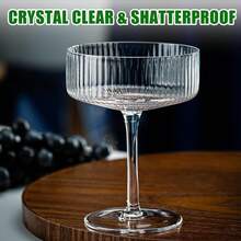 6pcs Vintage Ripple Cocktail Glasses, 10oz Unbreakable Champagne Coupe Glasses With Handles, Ripple Cocktail Glass Set For Wedding Birthday Party Bar - View 3
