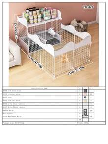 Avtagbar och monterad inomhuskaninbur med bricka, lätt att rengöra, kaninvilla för hemmabruk, marsvin och små husdjursstaket - Multifärgad - Visa 14