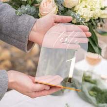 1 Set = 10pcs Transparent Acrylic Arch-Shaped Table Number Plates 1-40 With Display Stands, Suitable For Wedding Reception Decor, Dining Table, Party, Anniversary, Events (Peel Off Protective Film Before Use) - View 5