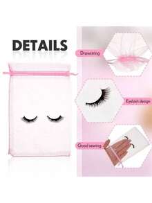 5/10/20/30pcs Eyelash Care Bag, Eyelash-Printed Cosmetic Bag, Empty Cosmetic Bag, Beauty Gift, Women's Drawstring Organza Cosmetic Bag, Suitable For Cosmetics And Jewelry. - Multicolor - View 5