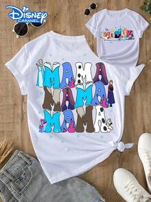 Disney T-Shirt, Decorated With Frozen Words And Cartoon Prints. Soft, Comfortable And Durable Fabric. Women's T-Shirts In Spring And Summer Are Very Suitable For Daily Wear, Shopping, Parties, Travel And Gatherings. It Is Also A Beautiful Gift. - trắng - Xem 1