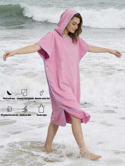 1 pieza Poncho con capucha de secado rápido para surf y playa, unisex adulto, toalla de playa utilizable, material de microfibra súper suave, adecuado para playa, natación, surf, buceo, spa, baño, boda, vuelta al colegio y talla grande ocasiones, toallas de camping y viaje