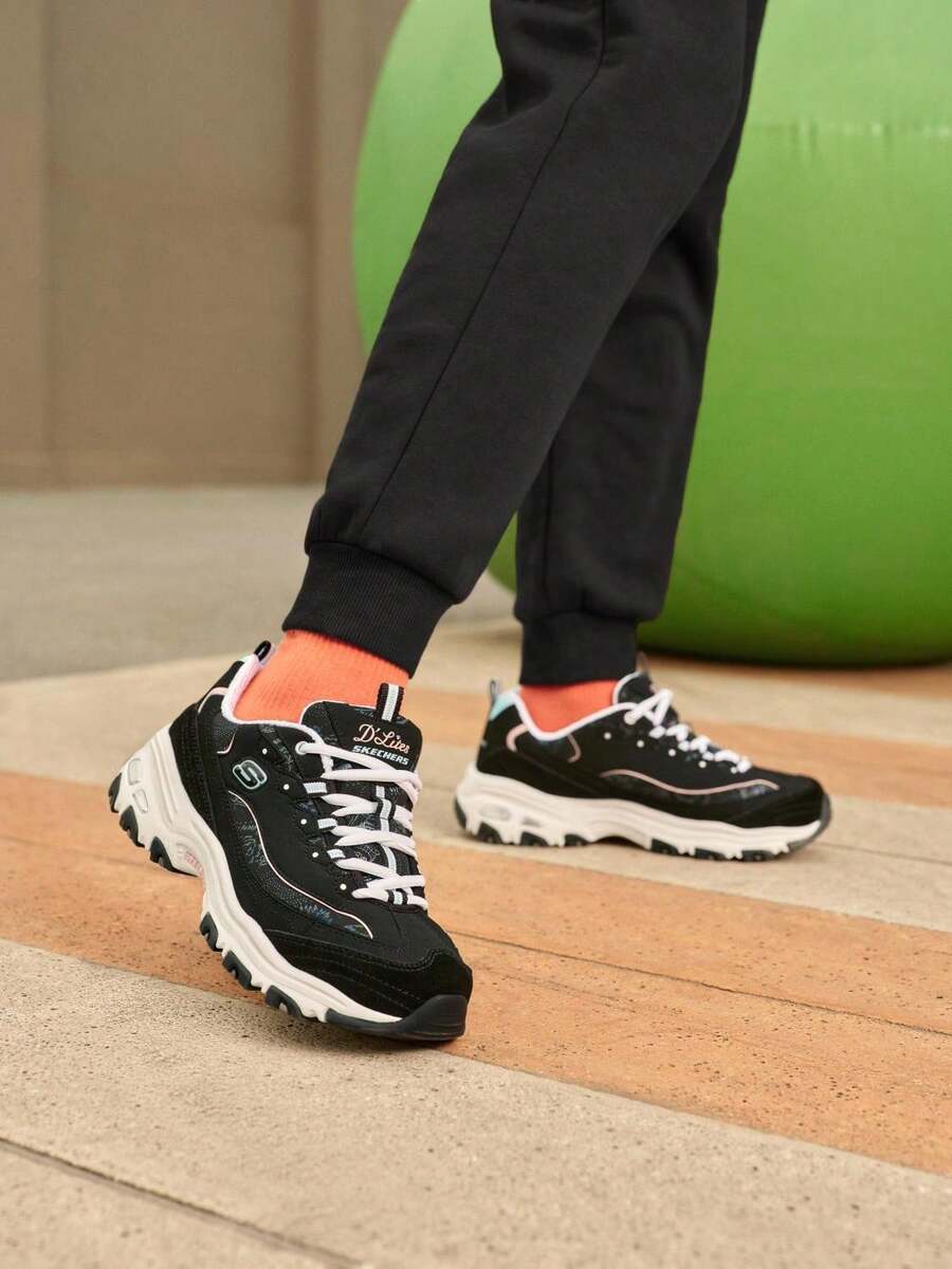 Skechers 149060-BKLB Women's Casual Cushioned Breathable Shoes, Suitable For Commuting, Travel And Daily Wear - Black/Light Blue - View 1