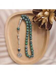 12pcs Green Single Strand Glass 33 Beads Ramadan Prayer Rosary Bracelet - Multicolor - View 5