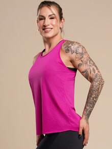Women's Basic Plain Tank Top, Racerback Style, Mesh, Gym/Running T-Shirt, Lightweight Fabric, DRB Modas - Pink - View 3