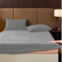 King Size Fleece Sheet Set Measuring 260x230cm. Softness And Comfort. - 灰色 - 查看 4
