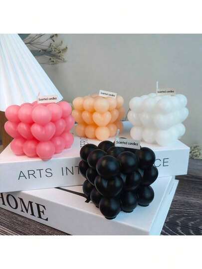 1pc Cube-Shaped Scented Candle, Home Decor Ornament, Weight: 160g