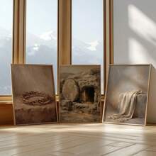 三件套基督教主题墙饰“从受难到复活”。复活节礼物。基督教电子海报。 - A - 查看 5