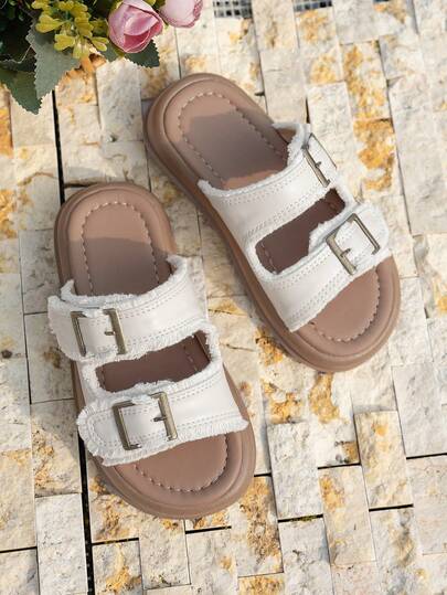 Chanclas casuales con doble correa para niños, con suela blanda y cómoda, esencial para los atuendos de verano de los niños