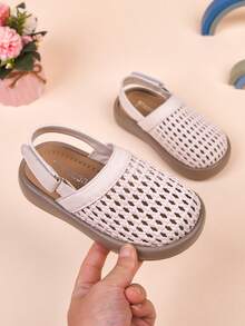 Kids Casual Versatile Woven Slip-On Flat Sandals - Beige - View 7