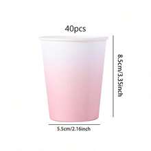 10/20/40个装粉彩渐变色一次性纸杯，柔和简约风格，适合复活节早午餐、春季野餐、迎婴派对、女孩下午茶、日常使用、派对用品 - 粉紅色 - 查看 10