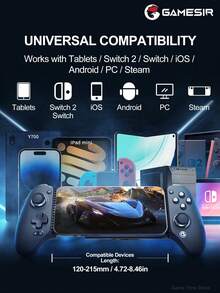 GameSir G8 Plus Mobile Gaming Controller Tablets Gamepads Compatible With Nintendo Switch 2 Switch Android IOS Phone Steam PC Compatible Length 120-215mm Device Hall Effect Joysticks And Analog Triggers,6-Axis Gyroscope Asymmetric Motors 1000mAh Battery - View 3