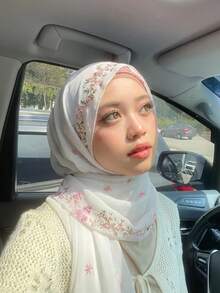 1 chiếc khăn trùm đầu bằng vải chiffon thêu dành cho nữ, mềm mại, thoáng khí, đa năng, khăn choàng hijab chống nắng cho người Hồi giáo, kiểu dáng tối giản phù hợp cho mặc hàng ngày, mọi mùa. - Nhiều màu - Xem 2