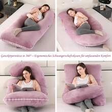 1 Stück J-förmiges Schwangerschaftskissen in Große Größen, 175*65cm Zuhause Schlafzimmer multifunktionales Liegen und Sitzen bequemes, Körperkissen, Entspannungskissen, Bettwäsche,  Bauchstützkissen Kernseitenschlafkissen Taillenkissen Kissen Schwangerschaftskissen, Schlafunterstützung für Rücken, Bauch, Hüften, Beine, Ganzkörper- - Lila - Übersicht 10