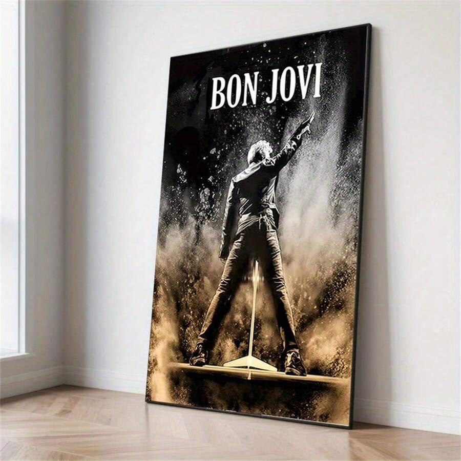 1pc Bonchove Frameless Canvas Posters - Vintage Singer Silhouettes, Microphone And Stage Lighting, High Quality Paper Printing, Suitable For Bedroom, Living Room, Office, Cafe Decoration, Music Theme Art Paintings, Home Decoration, Music Enthusiasts Exclusive, Concert Style - Vintage Frameless Wall Arts Posters