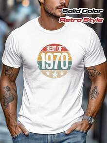 Camiseta Retro Vintage de los 70 para Hombre - Camiseta de Verano de Manga Corta y Cuello Redondo de Color Sólido, Adecuada para Clima Cálido y Vestimenta Casual - Esencial de Estilo Retro Masculino - Blanco - Ver 2