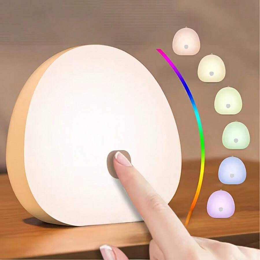 白噪音LED夜灯 - 多种颜色可选,可调光,定时功能,自然舒缓白噪音助眠,记忆功能,便携式,内置1200mAh可充电电池 - 彩色光 - 查看 1