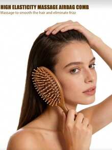 1/2件/套檀香木气垫梳套装，柔软气垫设计，适合女士美发造型，粗齿头部按摩梳，适用于头皮按摩、梳头、放松，男女通用，家居美发配件，美发造型套装，美发工具套装 - 彩色 - 查看 4