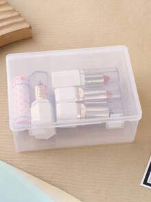 1pc Multi-Functional Transparent Plastic Box - Various Sizes, For Organizing Beads, Crafts, Diamond Painting, Earphones, Cables, Chargers, Small Office Desktop Items Storage - Clear - View 4