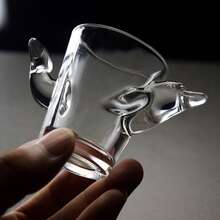 1pc 1.35oz Creative Animal Shaped Glass Shot Glass, Featuring Thick And Durable Design, Creative Animal Shaped Liquor Glass, Thick Bottom Spirits/Cocktail Glass - Multicolor - View 10