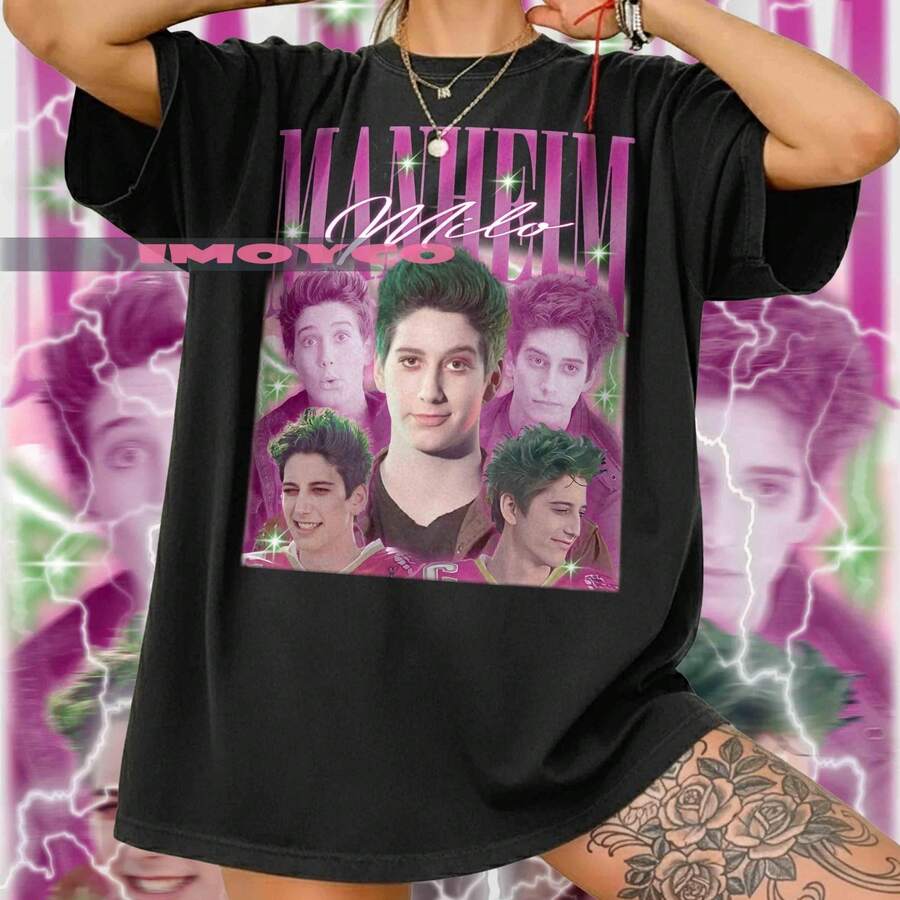 Milo Manheim Vintage Style Graphic Tee Unisex Clothing - màu đen - Xem 1
