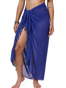 Vestido de playa largo para mujer, Vestido de cobertura de traje de baño, Vestido de bikini con flecos - A - Ver 12