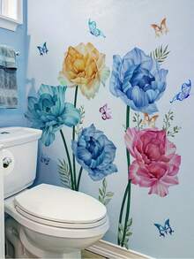 2pcs/Set Bedroom & Living Room Decorative Self-Adhesive Flower & Butterfly Wall Stickers, Spring - 1PC - View 4