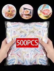 100片一次性保鲜膜，弹性自封设计，适用于覆盖碗碟以保存剩菜剩饭，家用。 - 彩色 - 查看 1