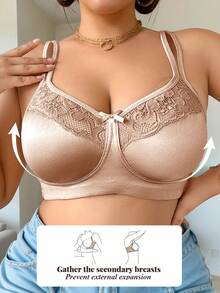 1 chiếc áo ngực thể thao nữ kiểu dáng tối giản, gợi cảm và thoải mái, màu trơn, phối ren. - Màu be - Xem 5