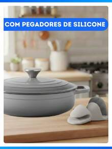 Caçarola Revestimento Cerâmico Antiaderente Avulsa Panela Com Tampa 3,4 Litros - Crema - Visão 4